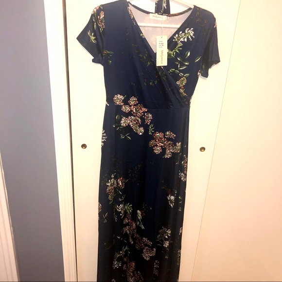 Melynnco Women’s Vintage Eve Maxi Dress Navy Small - Picture 2 of 6